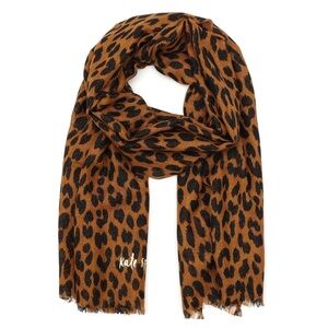 NWT Kate Spade New York Modern Metallic Leopard Print Oblong Rectangular Scarf